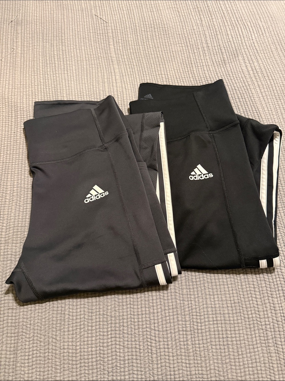 Adidas Women’s Black Leggings with White Side Stripes